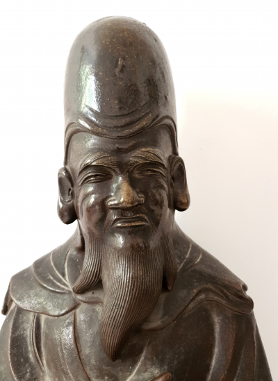 Chine - Milieu du XXe siècle - Sculpture de Shou Xing en Terre cuite 2