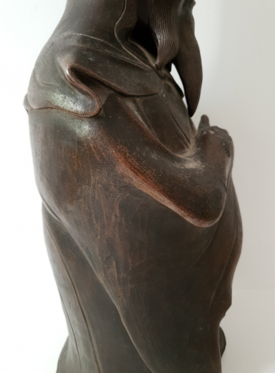 Chine - Milieu du XXe siècle - Sculpture de Shou Xing en Terre cuite 2