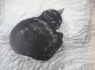 Théophile Alexandre Steinlen The Black Cat 1933 Signed