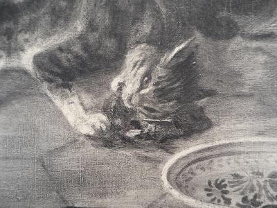Théophile Alexandre STEINLEN : Chats rongeant un os - Lithographie signée 2