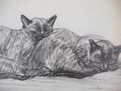 Théophile Alexandre STEINLEN : Les chats amoureux, Lithographie signée 2