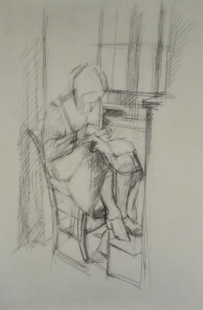 Alberto GIACOMETTI (nachher): Die Frau am Fensterrand - Lithographie 2