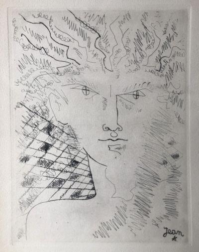 Jean Cocteau - Tête de faune, 1945, Gravure originale signée dans la planche 2