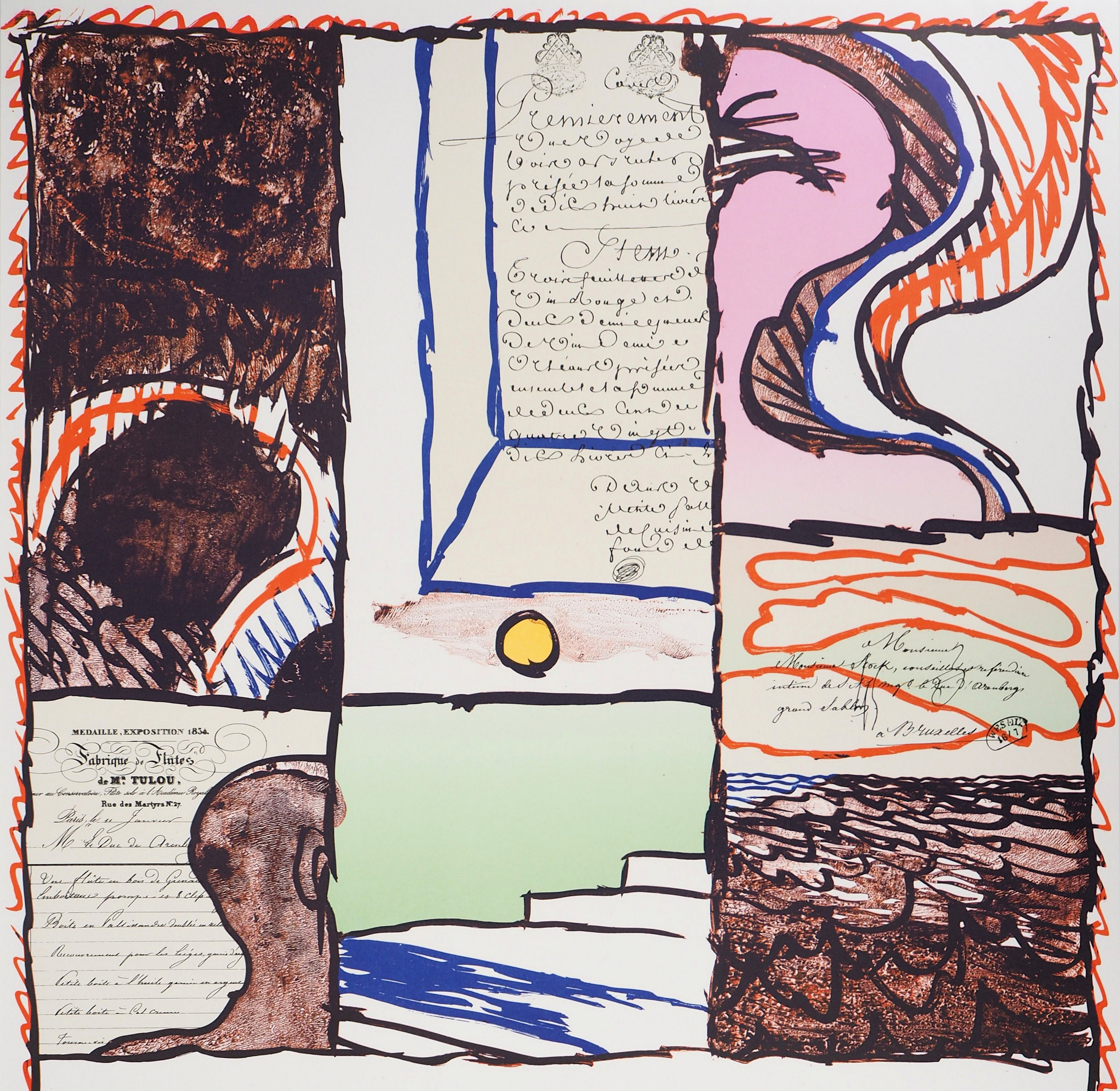 Pierre Alechinsky Composition Lithographie originale, 1980 Art Moderne Plazzart
