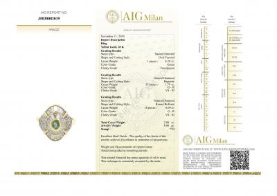 Bague en or jaune 18 carats sertie émeraude et diamants 2