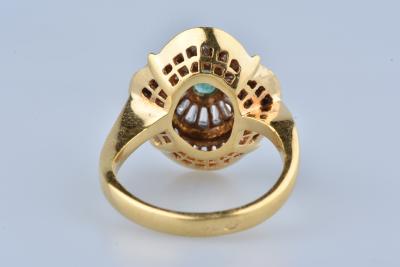 Bague en or jaune 18 carats sertie émeraude et diamants 2
