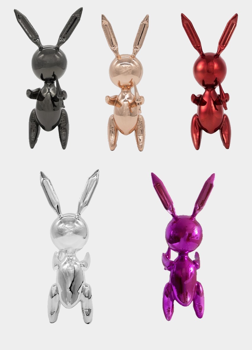 Jeff KOONS (d'après) Série de 5 Rabbits Sculptures Art