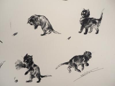 Théophile Alexandre STEINLEN : Les chats qui jouent - Lithographie signée 2