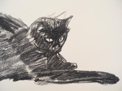 Théophile Alexandre STEINLEN - Chat noir allongé, Lithographie signée 2