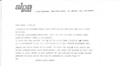SIPA PRESS - Romain GARY, photographie argentique 2