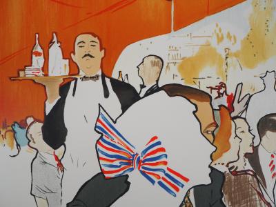 René GRUAU : En terrasse - Lithographie signée au crayon 2