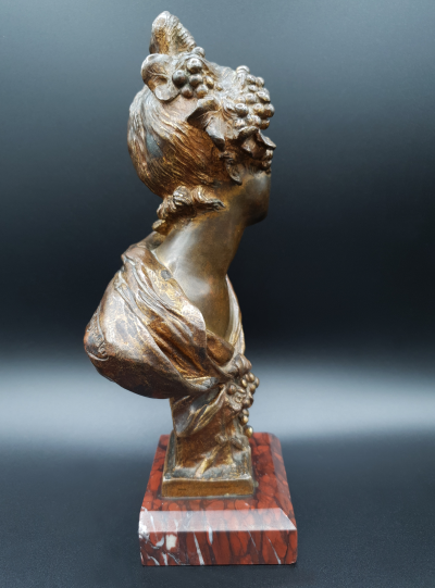 Georges VAN DER STRAETEN - Buste de jeune femme, vers 1900, Épreuve en bronze 2