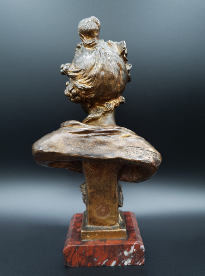 Georges VAN DER STRAETEN - Buste de jeune femme, vers 1900, Épreuve en bronze 2