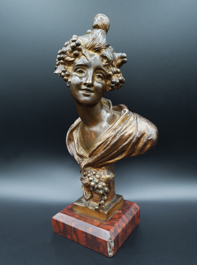 Georges VAN DER STRAETEN - Buste de jeune femme, vers 1900, Épreuve en bronze 2