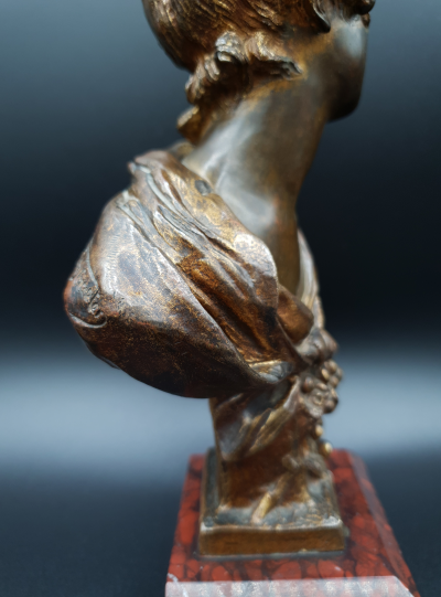 Georges VAN DER STRAETEN - Buste de jeune femme, vers 1900, Épreuve en bronze 2