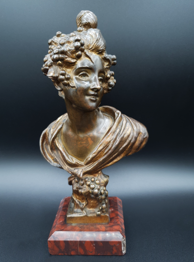 Georges VAN DER STRAETEN - Buste de jeune femme, vers 1900, Épreuve en bronze 2