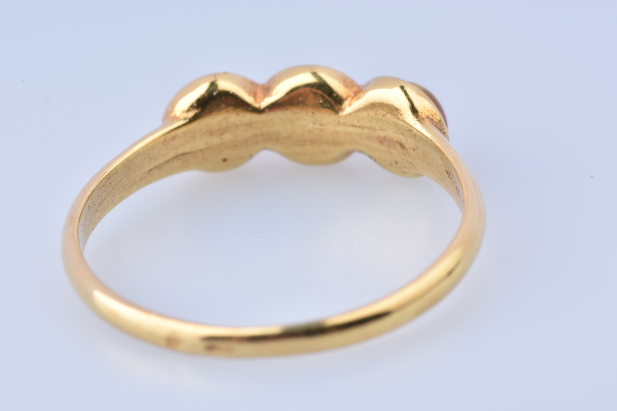 Bague Plaquée Or Jaune Avec 3 Rangées De Pierres — Taille 53, Comme Neuve