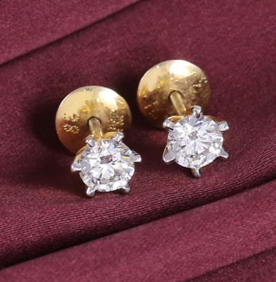 Boucles d’oreilles avec diamant solitaire en or jaune 2