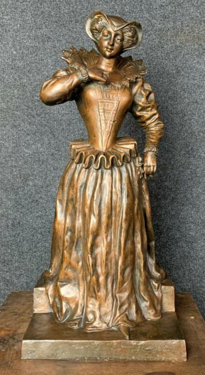 Désiré GRISARD - Femme de cour, vers 1990 - Bronze a patine claire 2