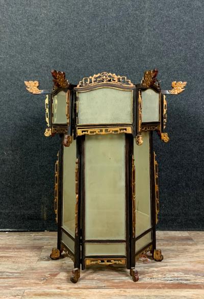 Lanterne chinoise en bois exotique et bois doré, vers 1900 2