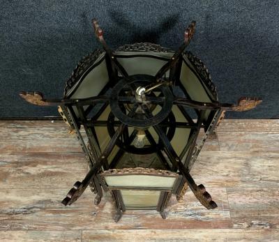 Lanterne chinoise en bois exotique et bois doré, vers 1900 2