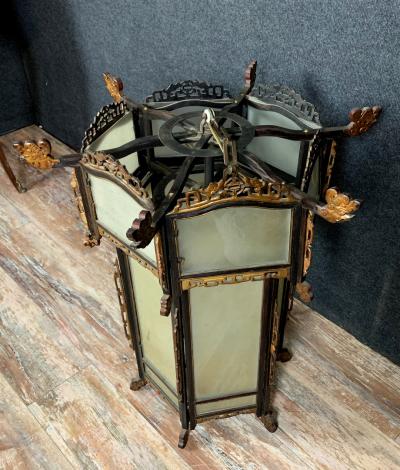 Lanterne chinoise en bois exotique et bois doré, vers 1900 2