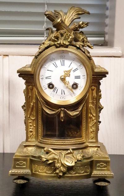 Pendule triptyque époque Napoléon III en bronze doré 2