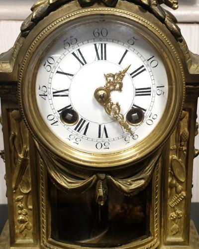 Pendule triptyque époque Napoléon III en bronze doré 2
