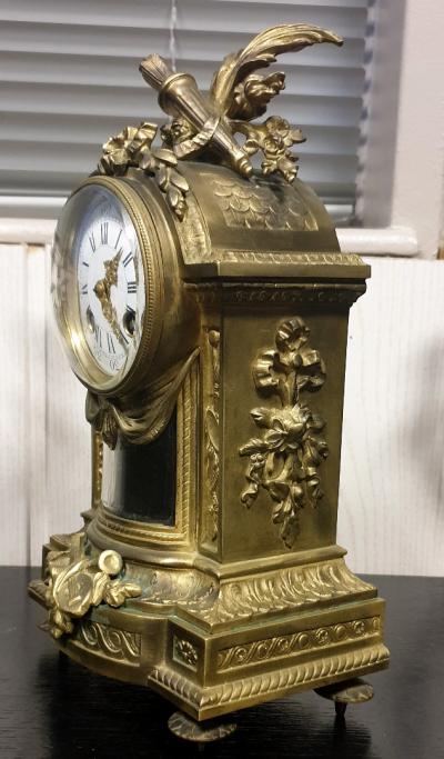 Pendule triptyque époque Napoléon III en bronze doré 2
