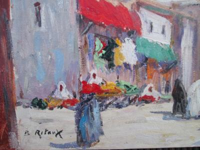 Bruno RETAUX - Rue animée à Marrakech - Huile sur panneau 2