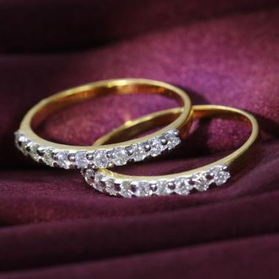 Ensemble de 2 anneaux en or jaune et diamant 2