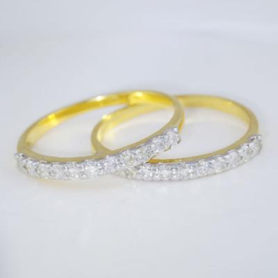 Ensemble de 2 anneaux en or jaune et diamant 2