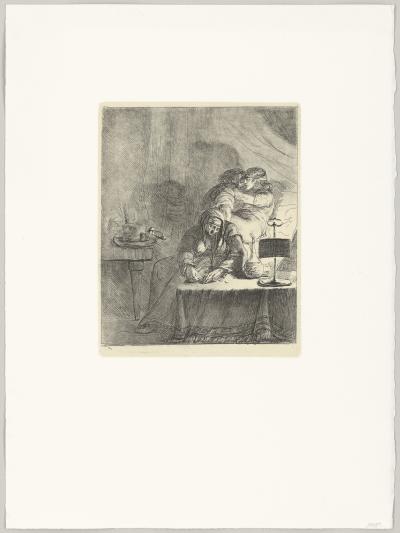 Dominique-Vivant Denon - Une Vieille proxénète compte l’argent, 18e siècle - Eau-forte 2