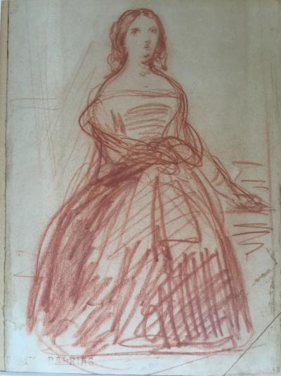 Félix BARRIAS - Femme en pied ,vers 1860 - Sanguine  signée du cachet de l’atelier 2