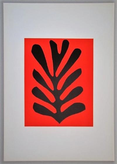 Henri MATISSE (d’après) - Feuille sur fond rouge, 1965 - Lithographie 2