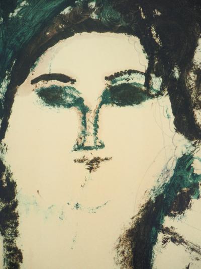 Amedeo MODIGLIANI (d’après) : Le portrait vert - Lithographie, 1959 2