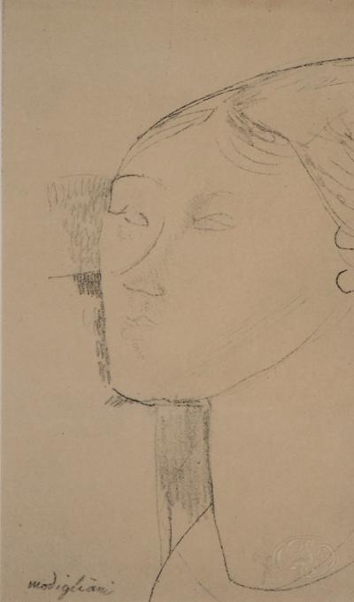 Amedeo MODIGLIANI (d’après) : Portrait de Beatrice Hastings - Lithographie, 1959 2