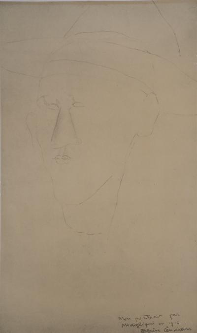 Amedeo MODIGLIANI (d’après) : Portrait de Blaise Cendrars - Lithographie, 1959 2