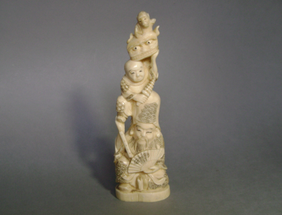 Japon - Okimono représentant Fukurokuju et l’enfant, début du XXème siècle 2