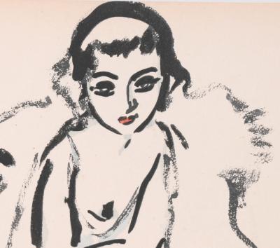 Kees VAN DONGEN - Portrait d’une jeune femme avec un chien,1925, Pochoir original 2