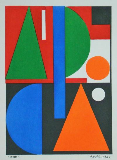 Auguste HERBIN (d’après) - Oui, 1951 - Pochoir signée 2