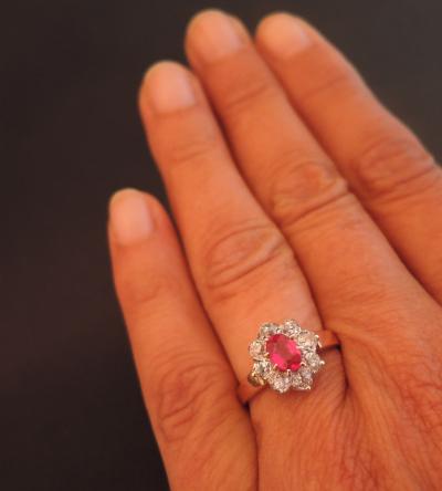 Bague pompadour rubis et diamants, XIXème siècle 2