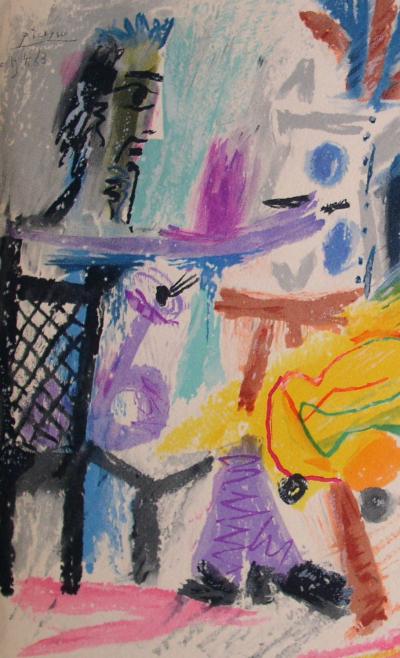 Pablo PICASSO (d’après) - Le peintre et son modèle - Lithographie 2