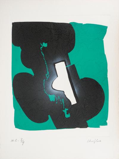 Ladislas KIJNO: Time Kept Green - Original signed engraving 2