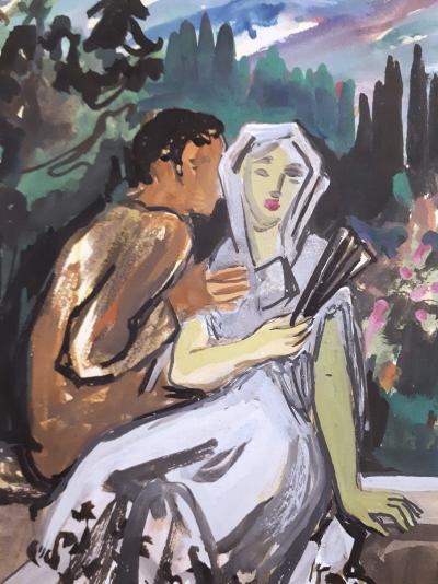 Yves BRAYER : Les amants espagnols - Aquarelle originale Signée 2