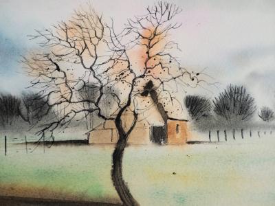 Jean Luc LE GALL: L’automne, 1985- Aquarelle originale signée 2