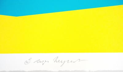 Roger NEYRAT - Abstraction (triangle bleu et rond rouge),1990 - Sérigraphie signée au crayon 2