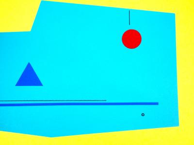 Roger NEYRAT - Abstraction (triangle bleu et rond rouge),1990 - Sérigraphie signée au crayon 2