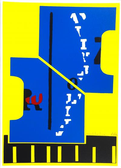Arthur AESCHBACHER - Composition jaune,1990 sérigraphie originale signée 2