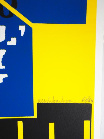 Arthur AESCHBACHER - Composition jaune,1990 sérigraphie originale signée 2